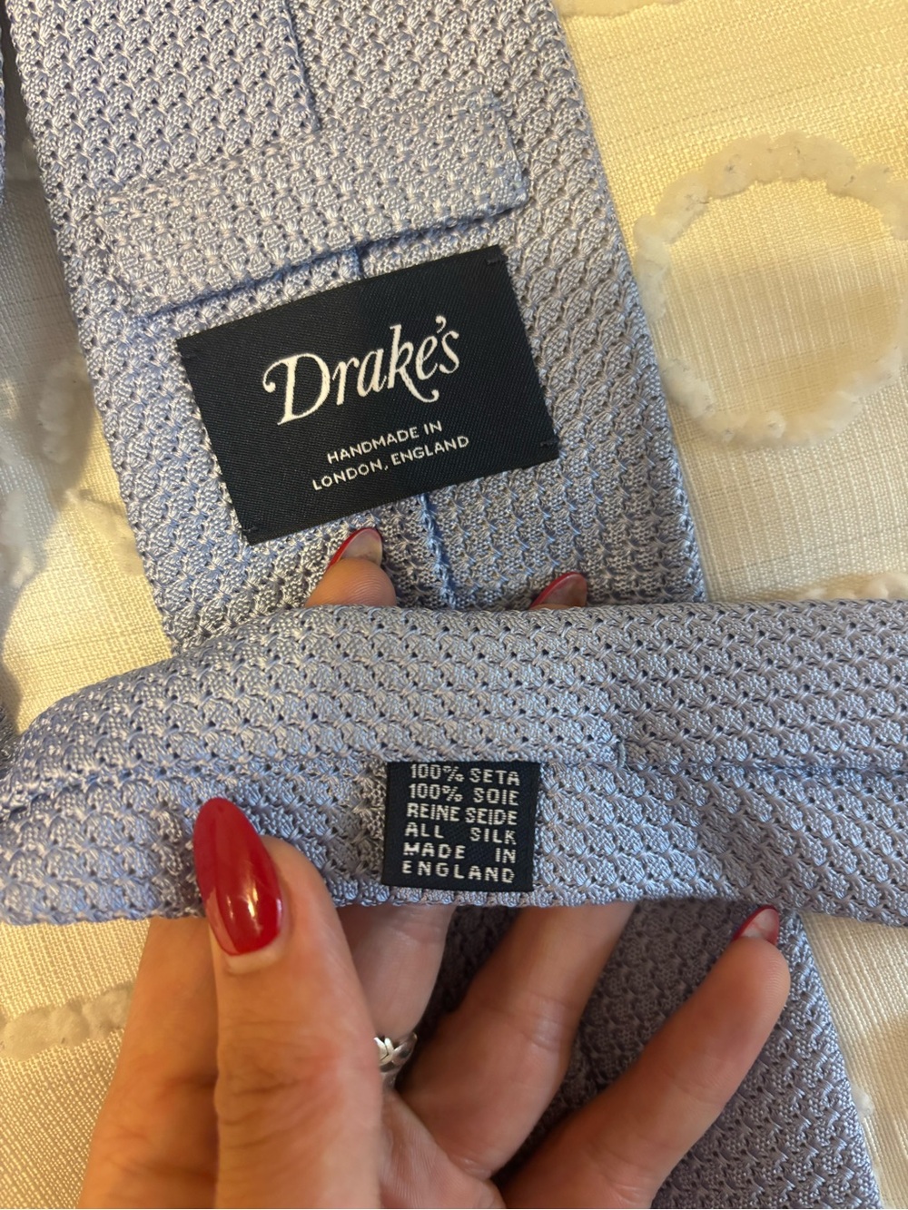 Drakes Men's Knit Tie in Dusty Blue